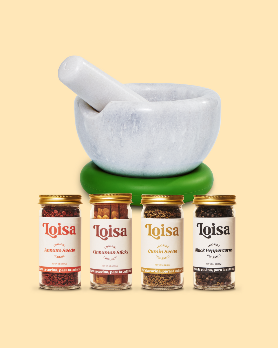 Spice & Grind Set Granite Mortar y Pestle, Whole Organic Annatto