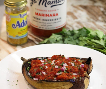 Tomato Adobo Stuffed Eggplant
