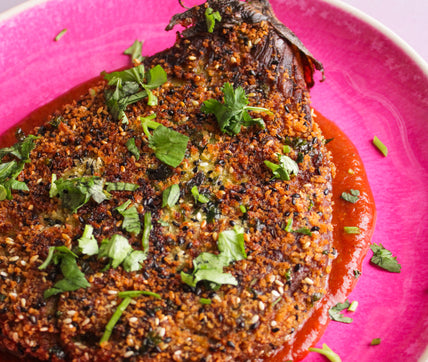 Eggplant Schnitzel con Sofrito Rojo