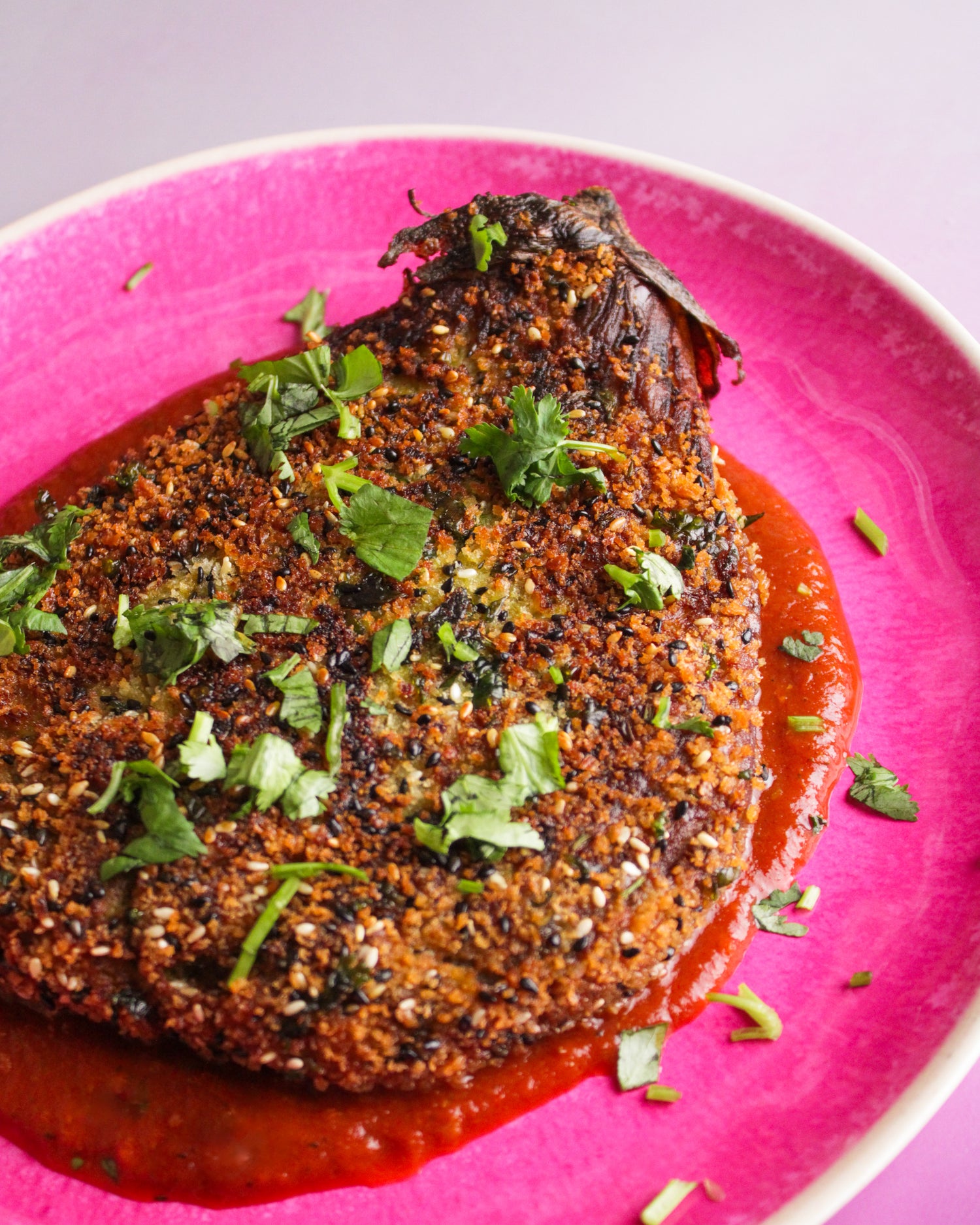 Eggplant Schnitzel con Sofrito Rojo