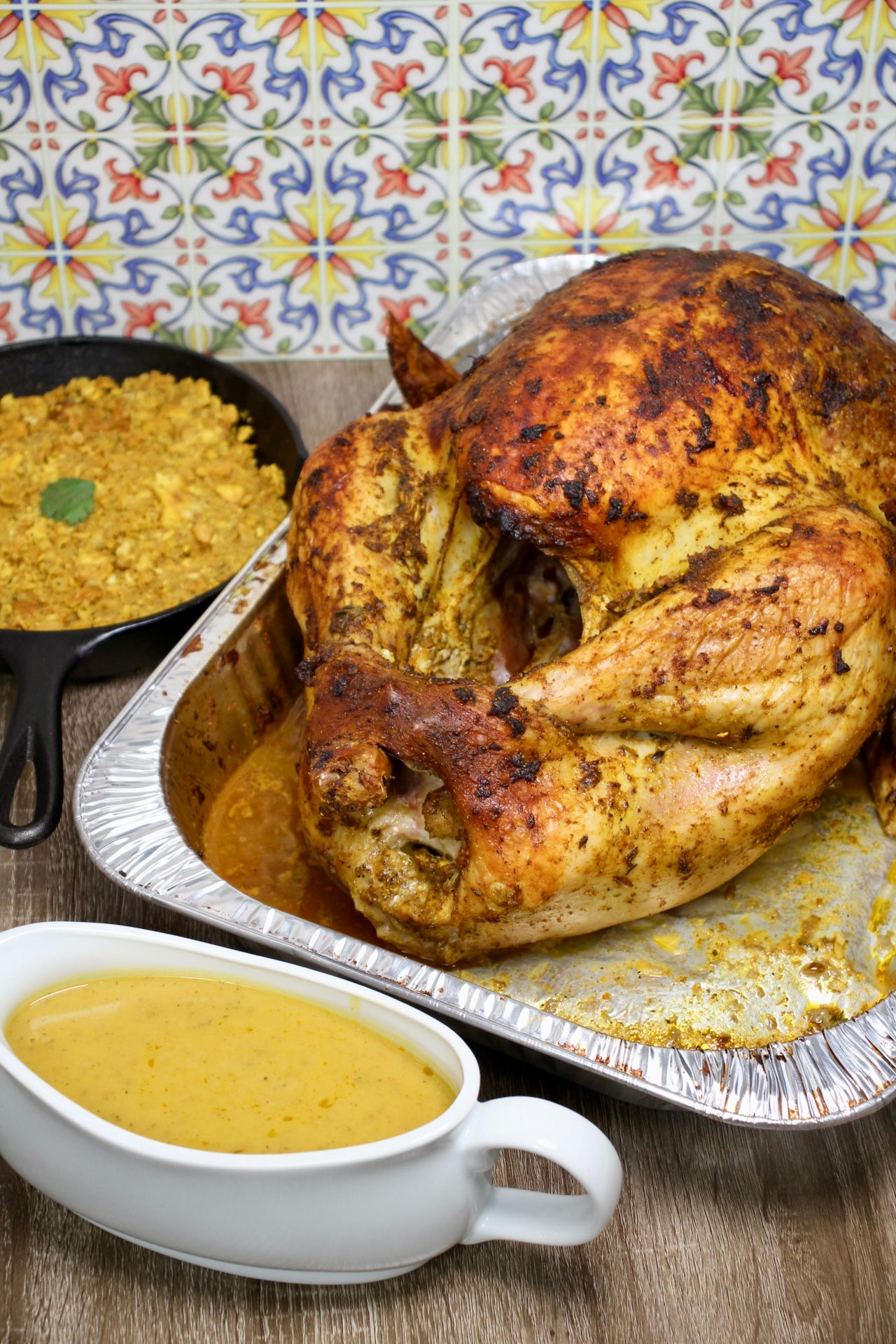 Pavochón with Mofongo Stuffing & Sofrito Gravy