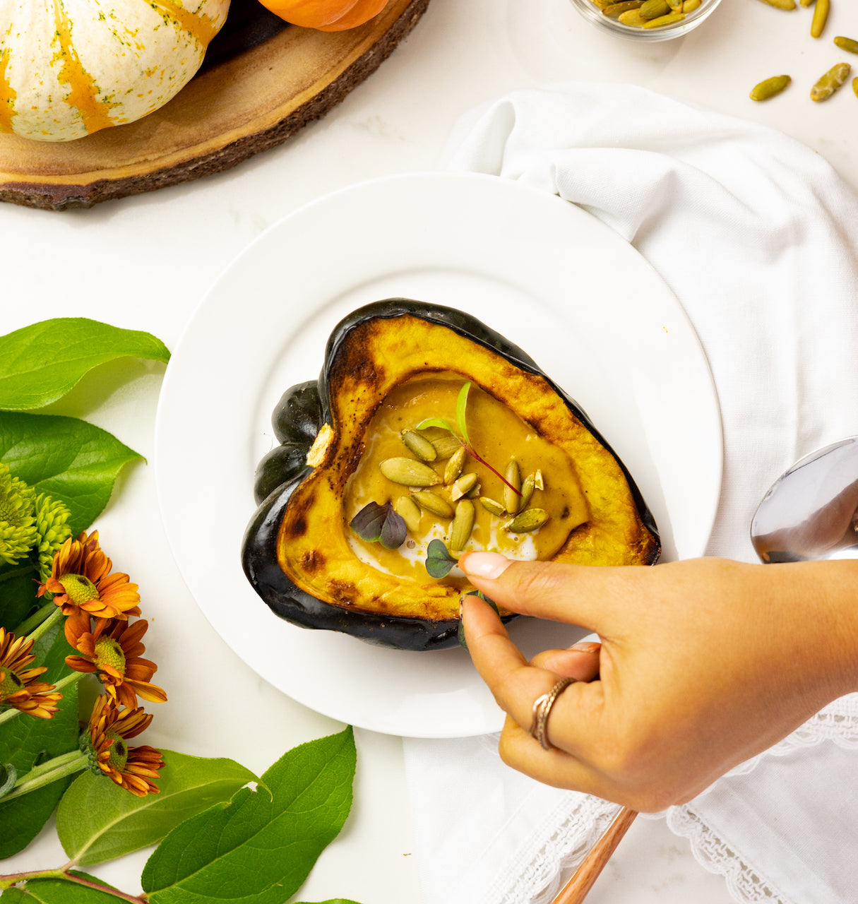 Crema De Calabaza con Coco y Pepitas