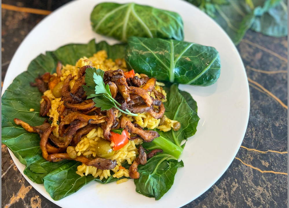 Arroz con Gandules Collard Wraps