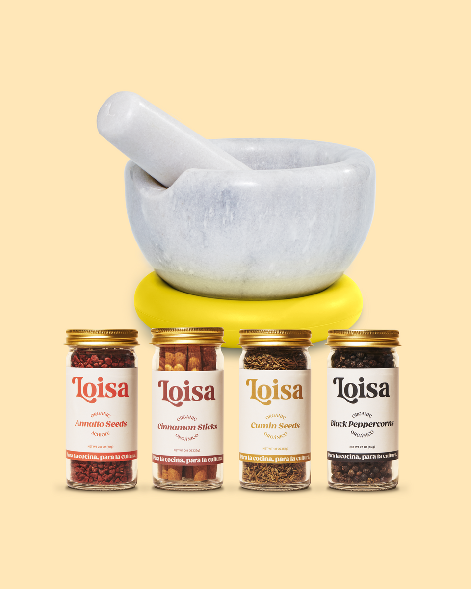 Spice & Grind Set Granite Mortar y Pestle, Whole Organic Annatto